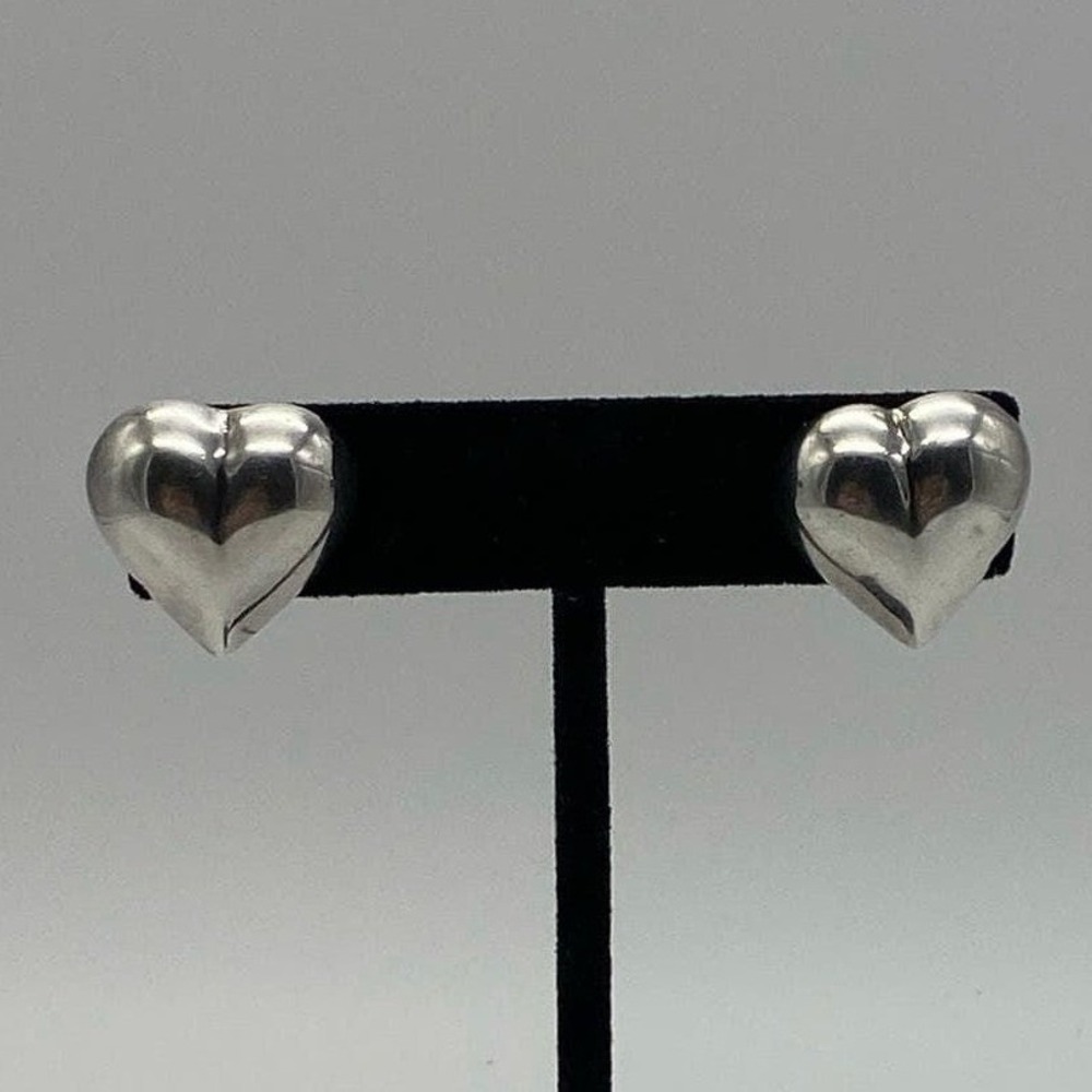 Sterling Silver 925 Puffy Heart post Earrings post